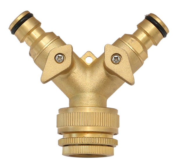 Brass 2-way Snap-In Coupling with Shut-off Valve with 3/4